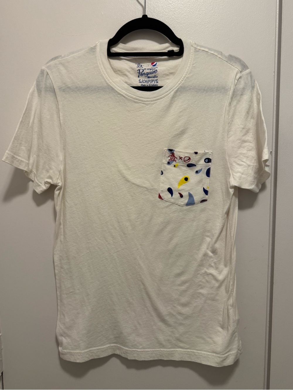 Men’s Small Pepsi Penguin Collaboration White Polka Dot Shirt Rare